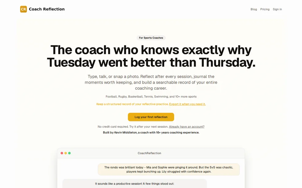 CoachReflect home page